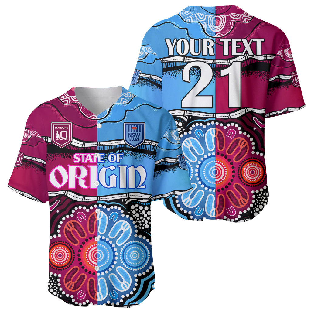 (Custom Text And Number) NSW Combine QLD State of Origin Baseball Jersey New South Wales and Queensland Aboriginal LT9