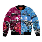 (Custom Text And Number) NSW Combine QLD State of Origin Bomber Jacket New South Wales and Queensland Aboriginal LT9