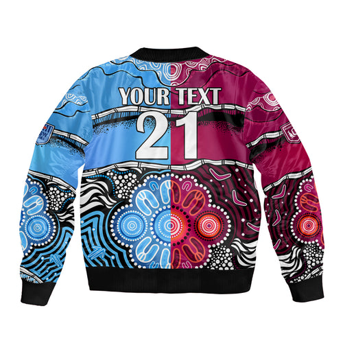 (Custom Text And Number) NSW Combine QLD State of Origin Bomber Jacket New South Wales and Queensland Aboriginal LT9