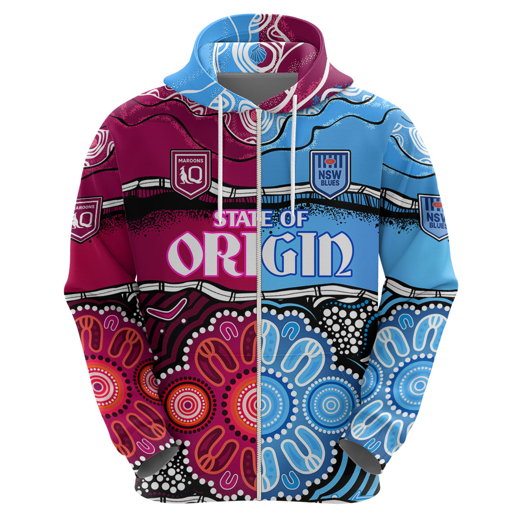 (Custom Text And Number) NSW Combine QLD State of Origin Hoodie New South Wales and Queensland Aboriginal LT9