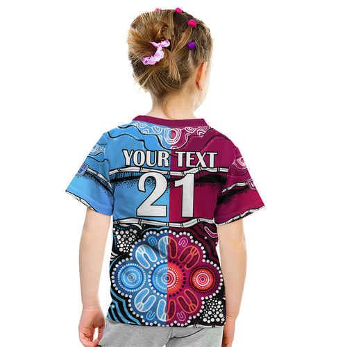 (Custom Text And Number) NSW Combine QLD State of Origin Kid T Shirt New South Wales and Queensland Aboriginal LT9