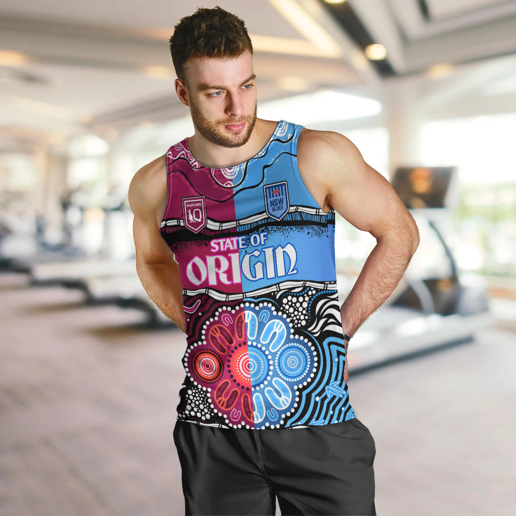 (Custom Text And Number) NSW Combine QLD State of Origin Men Tank Top New South Wales and Queensland Aboriginal LT9