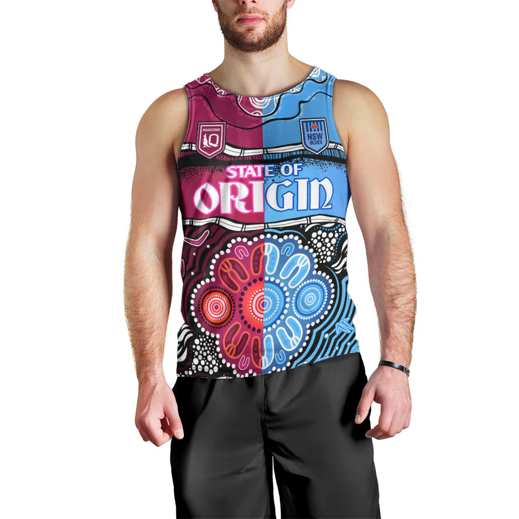 (Custom Text And Number) NSW Combine QLD State of Origin Men Tank Top New South Wales and Queensland Aboriginal LT9