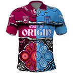 (Custom Text And Number) NSW Combine QLD State of Origin Polo Shirt New South Wales and Queensland Aboriginal LT9