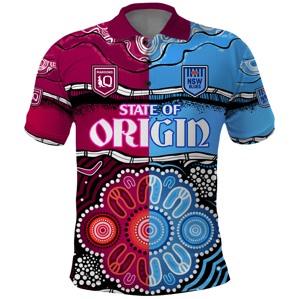 (Custom Text And Number) NSW Combine QLD State of Origin Polo Shirt New South Wales and Queensland Aboriginal LT9