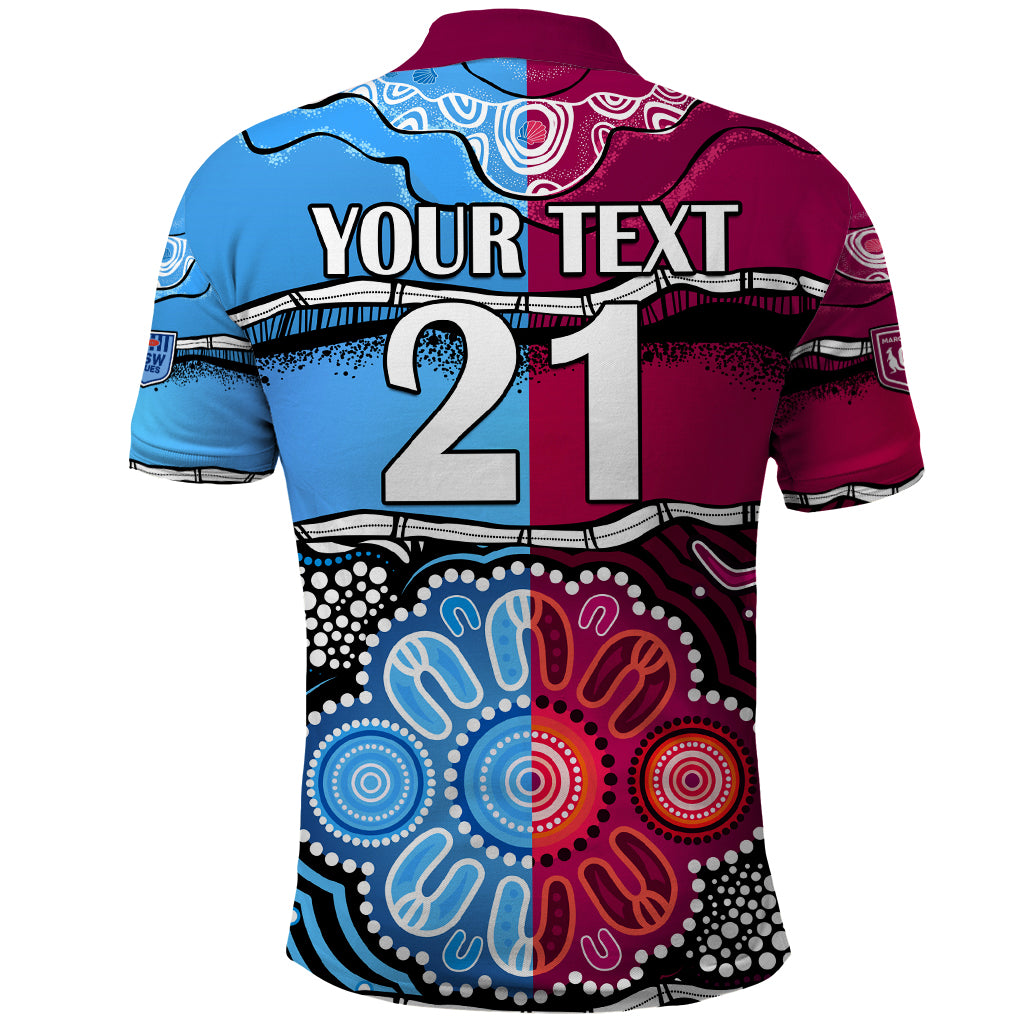 (Custom Text And Number) NSW Combine QLD State of Origin Polo Shirt New South Wales and Queensland Aboriginal LT9
