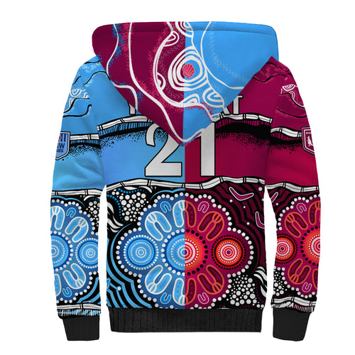 (Custom Text And Number) NSW Combine QLD State of Origin Sherpa Hoodie New South Wales and Queensland Aboriginal LT9