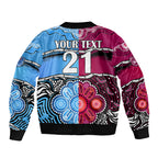 (Custom Text And Number) NSW Combine QLD State of Origin Sleeve Zip Bomber Jacket New South Wales and Queensland Aboriginal LT9