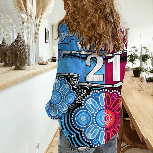 (Custom Text And Number) NSW Combine QLD State of Origin Women Casual Shirt New South Wales and Queensland Aboriginal LT9