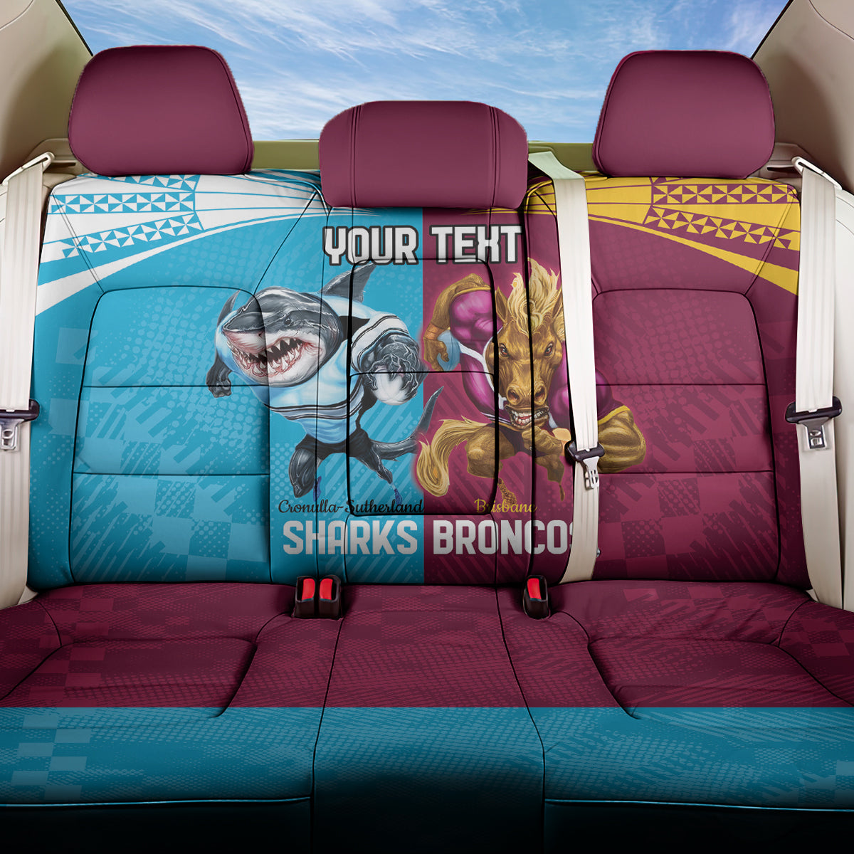 Custom Broncos and Sharks Back Car Seat Cover Sporty Style