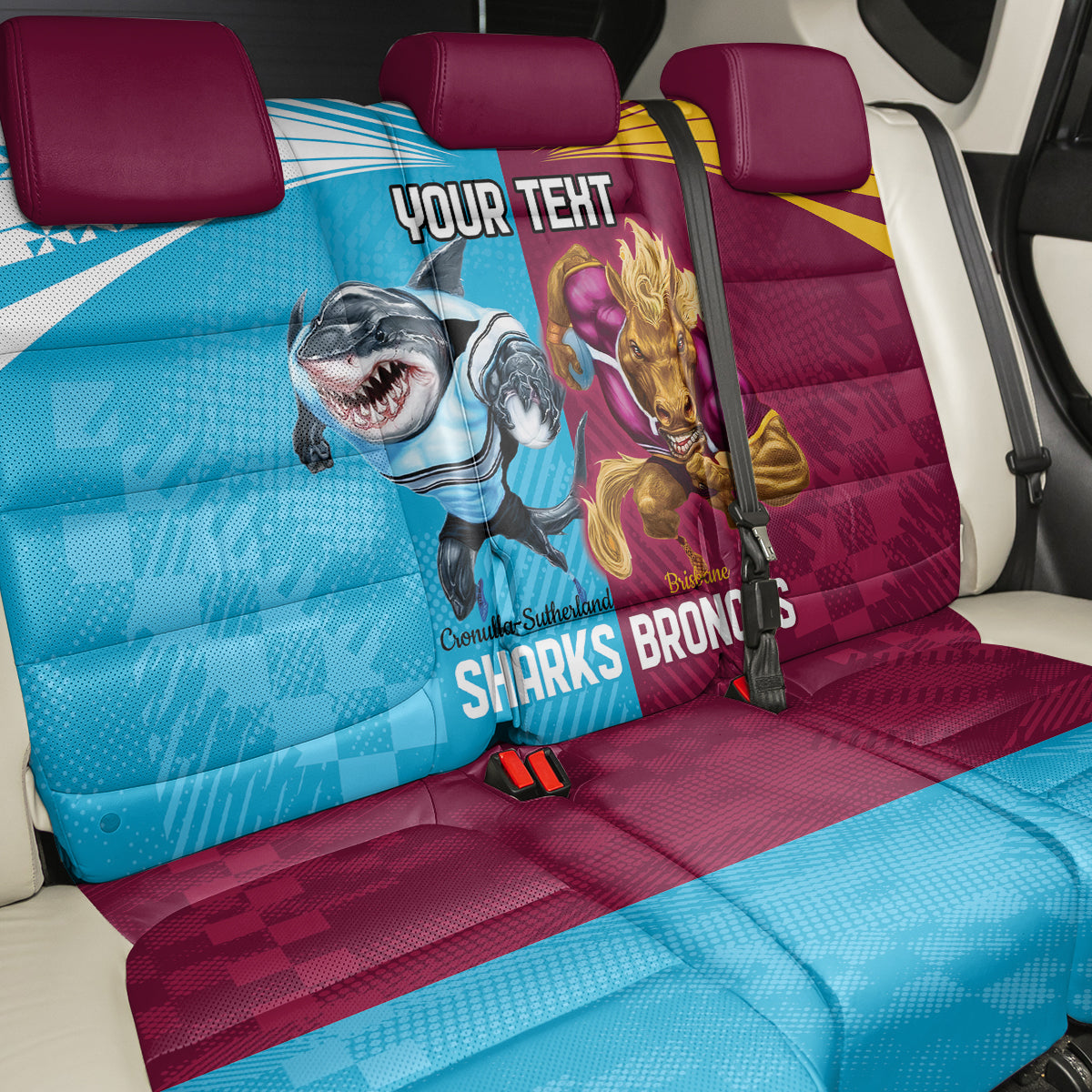 Custom Broncos and Sharks Back Car Seat Cover Sporty Style