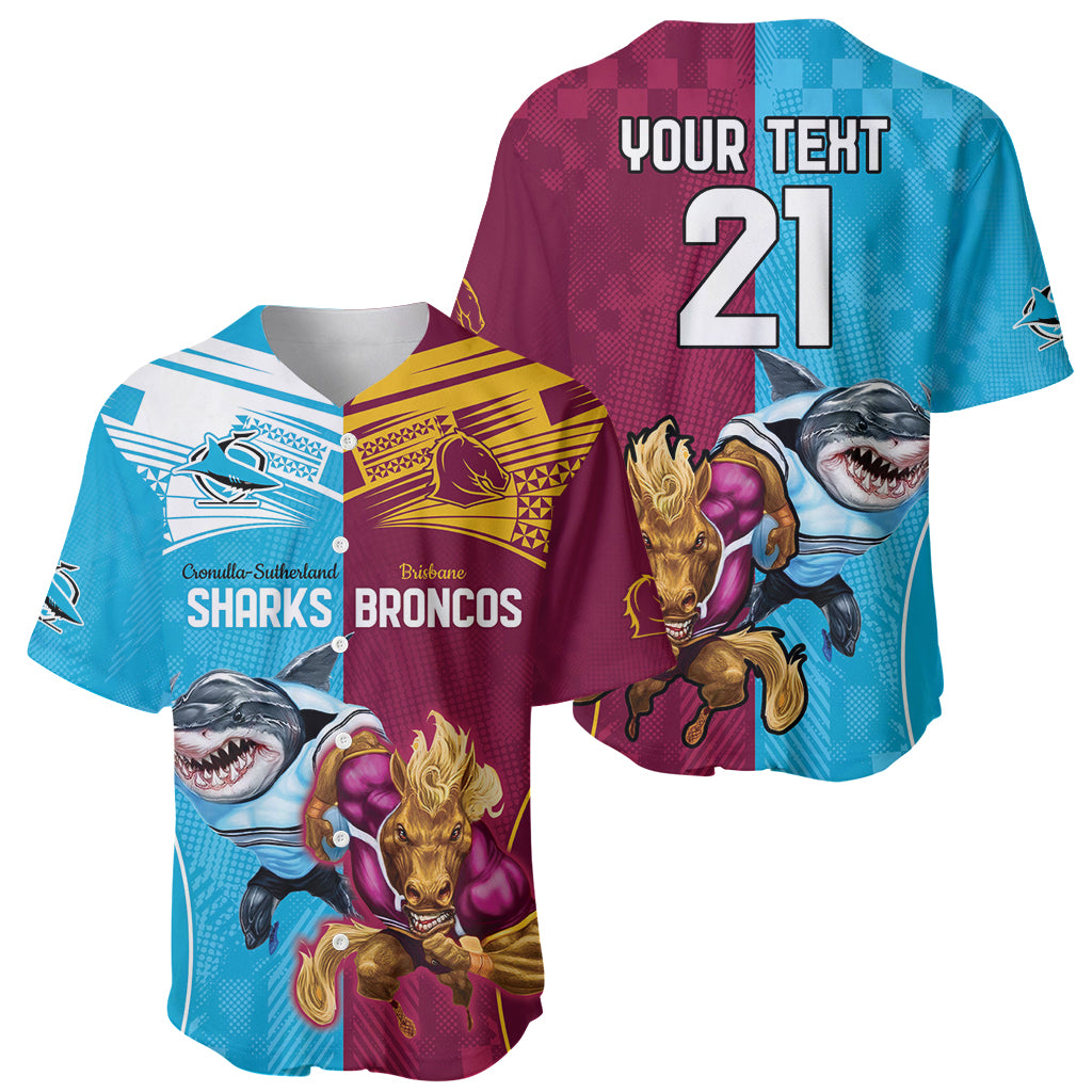 Custom Broncos and Sharks Baseball Jersey Sporty Style