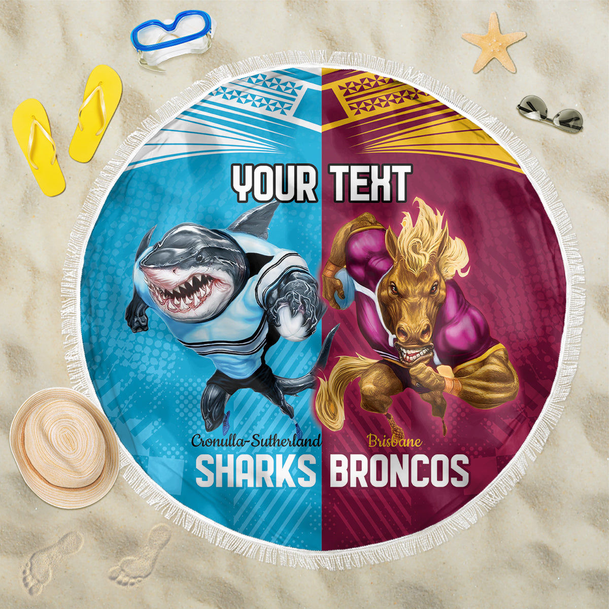 Custom Broncos and Sharks Beach Blanket Sporty Style