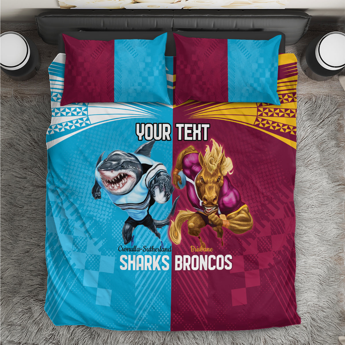 Custom Broncos and Sharks Bedding Set Sporty Style