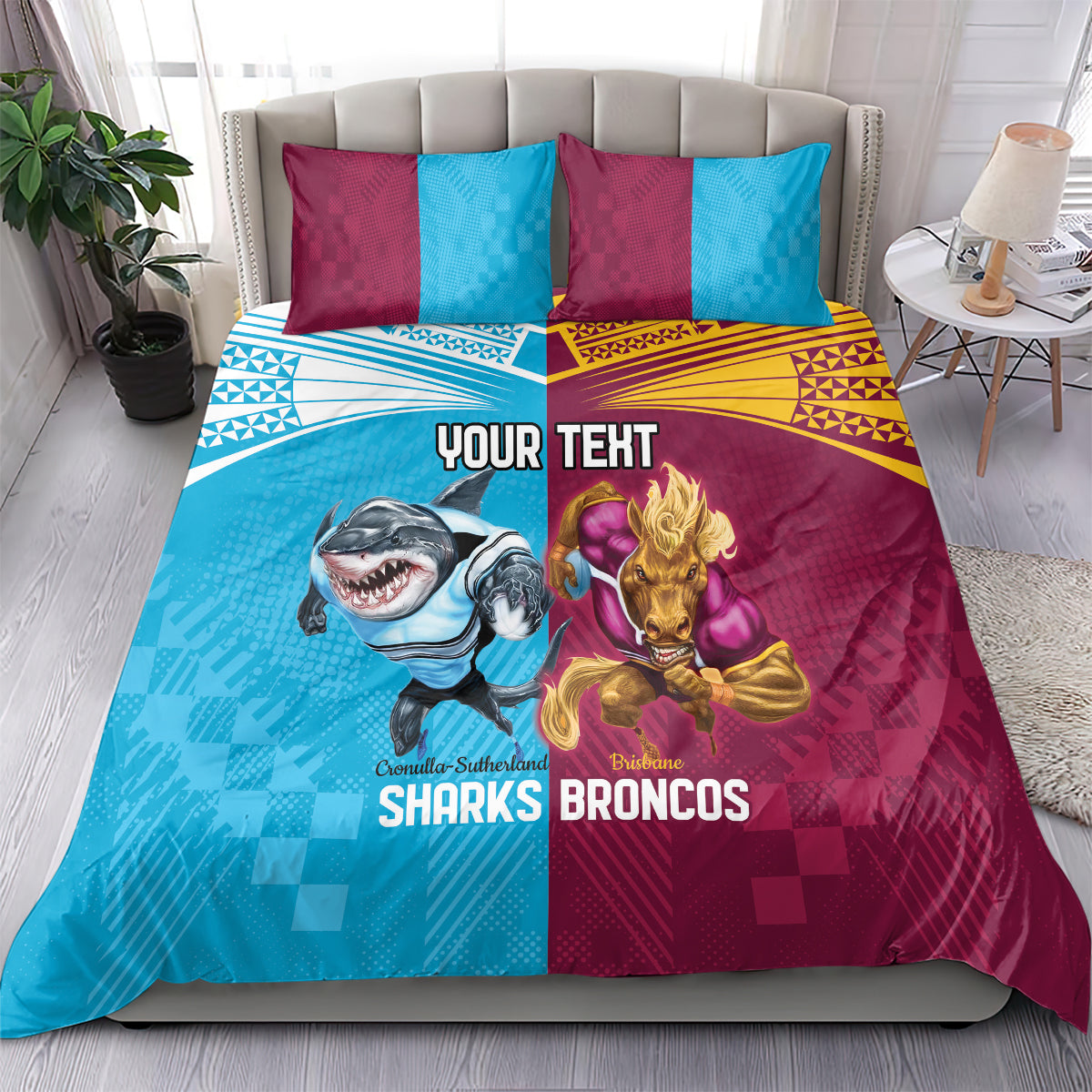 Custom Broncos and Sharks Bedding Set Sporty Style