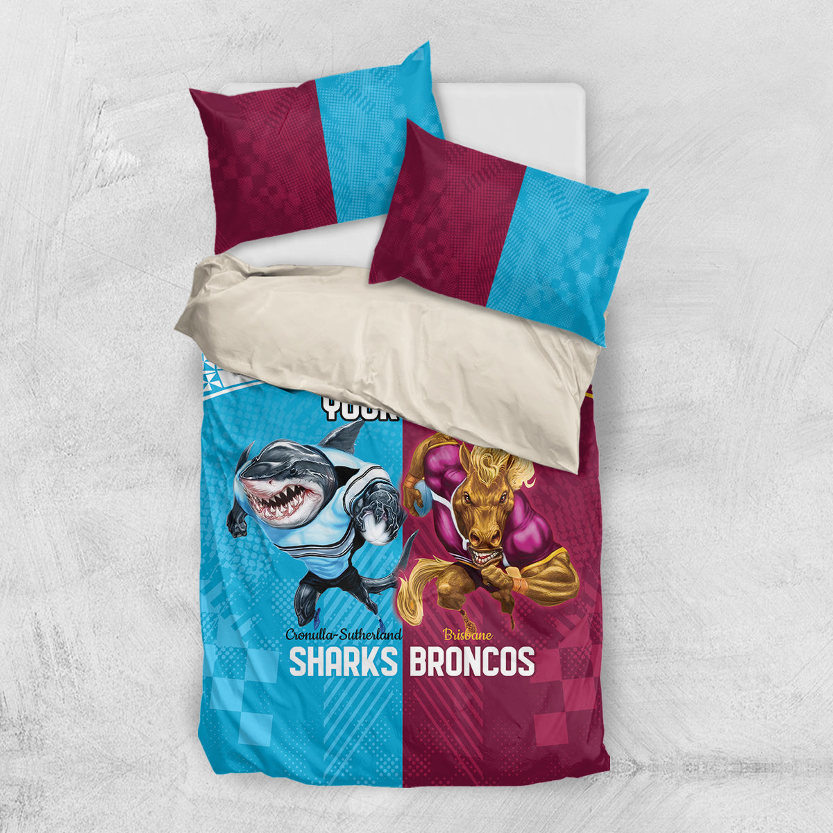 Custom Broncos and Sharks Bedding Set Sporty Style