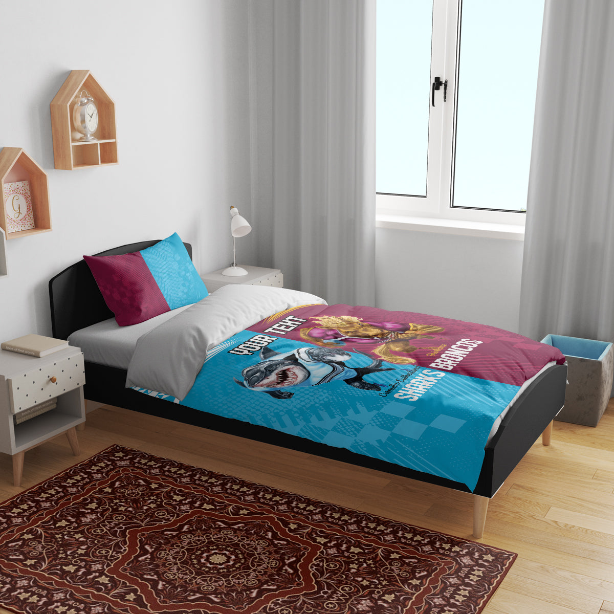 Custom Broncos and Sharks Bedding Set Sporty Style