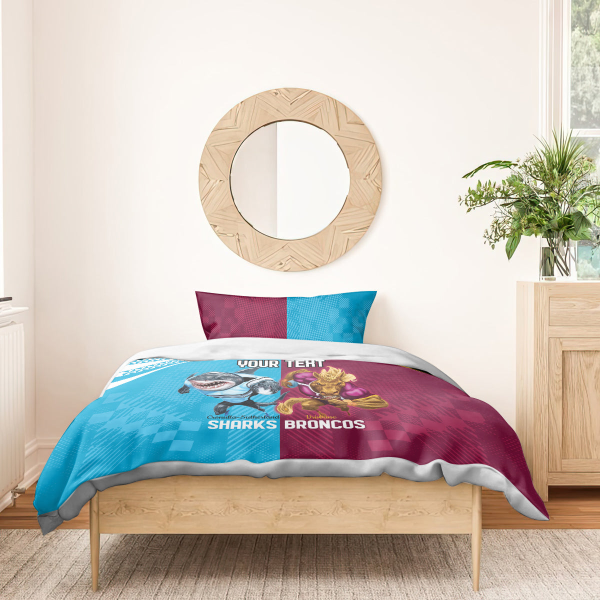 Custom Broncos and Sharks Bedding Set Sporty Style