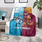 Custom Broncos and Sharks Blanket Sporty Style