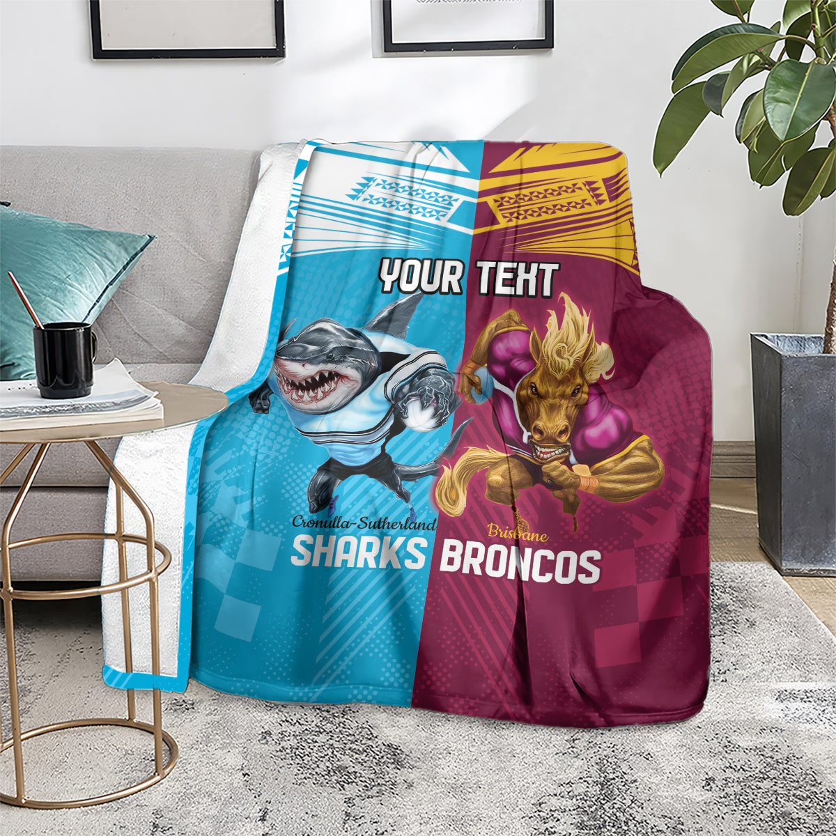 Custom Broncos and Sharks Blanket Sporty Style