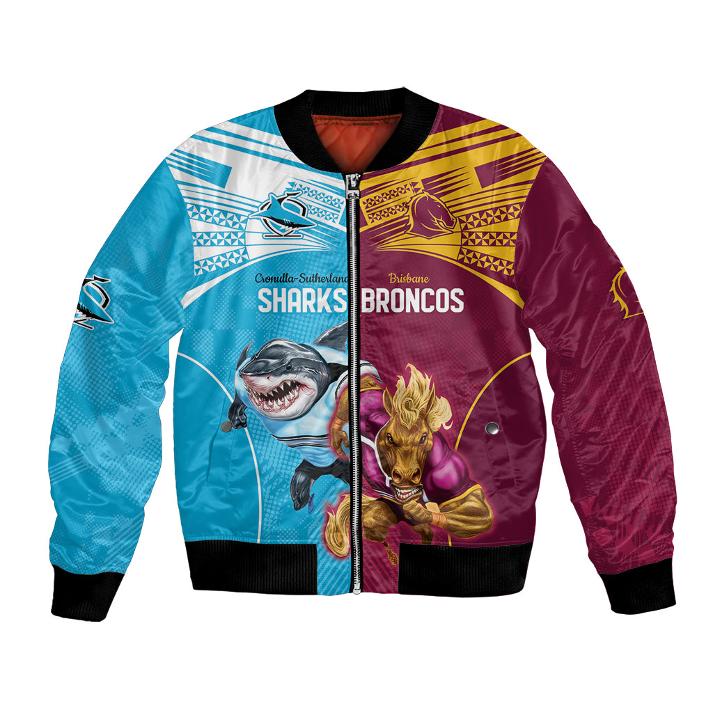 Custom Broncos and Sharks Bomber Jacket Sporty Style