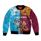 Custom Broncos and Sharks Bomber Jacket Sporty Style