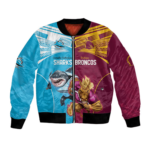 Custom Broncos and Sharks Bomber Jacket Sporty Style