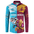 Custom Broncos and Sharks Button Sweatshirt Sporty Style