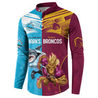 Custom Broncos and Sharks Button Sweatshirt Sporty Style