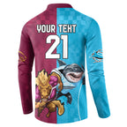 Custom Broncos and Sharks Button Sweatshirt Sporty Style