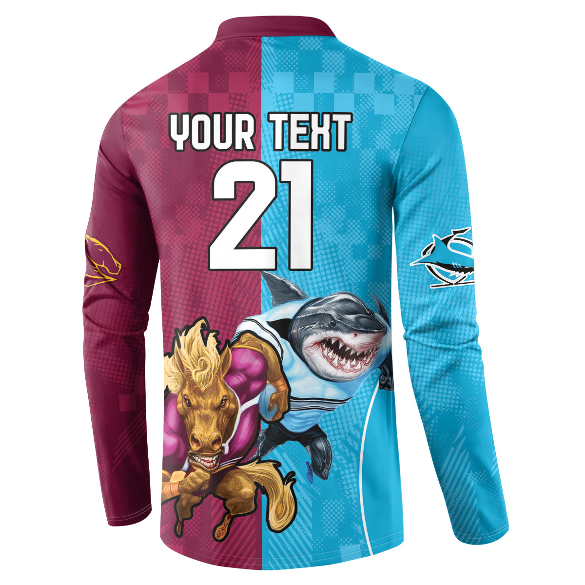 Custom Broncos and Sharks Button Sweatshirt Sporty Style
