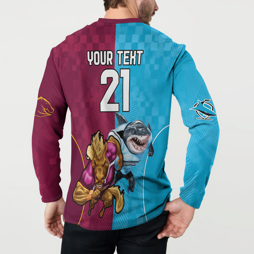 Custom Broncos and Sharks Button Sweatshirt Sporty Style