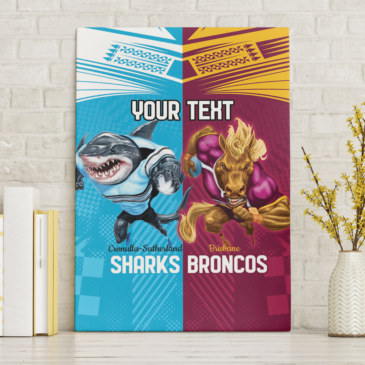 Custom Broncos and Sharks Canvas Wall Art Sporty Style