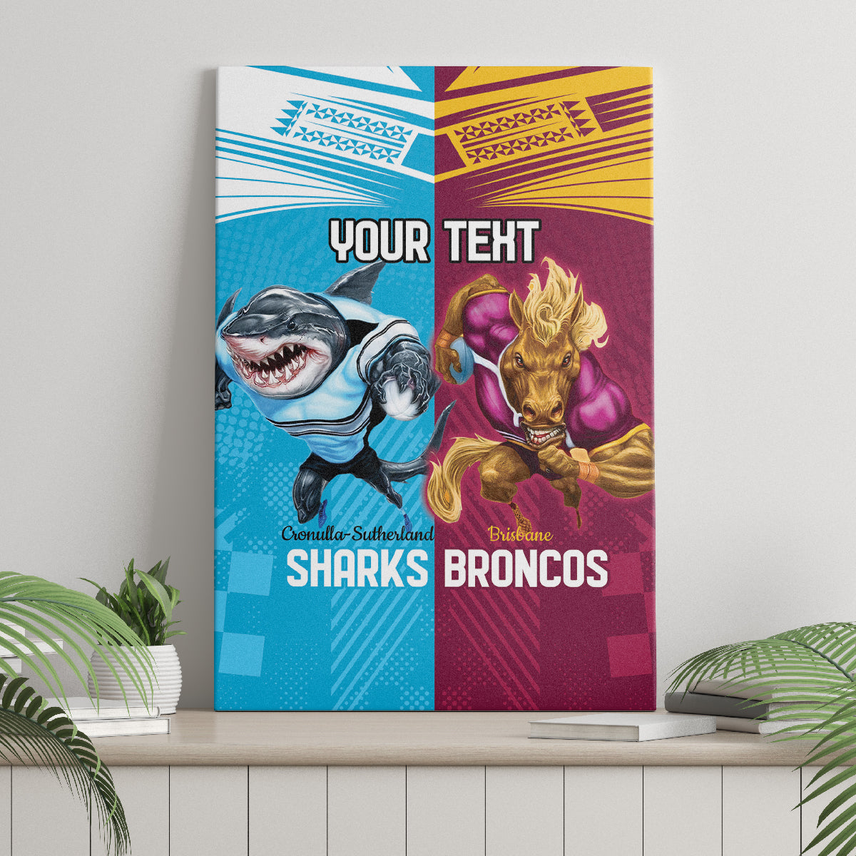 Custom Broncos and Sharks Canvas Wall Art Sporty Style