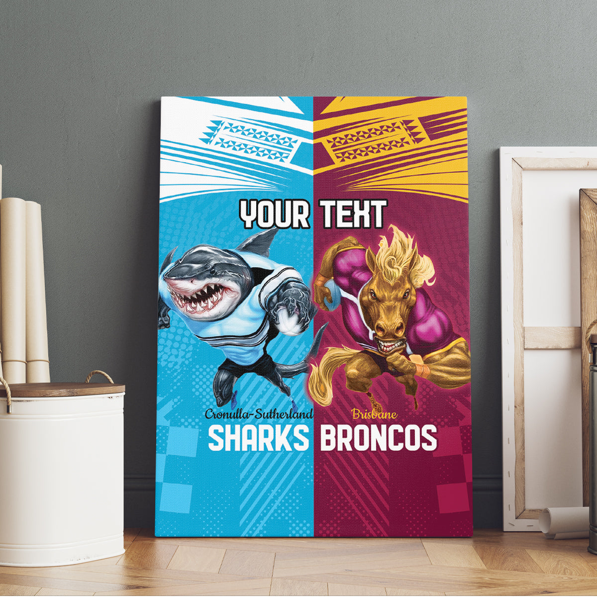 Custom Broncos and Sharks Canvas Wall Art Sporty Style