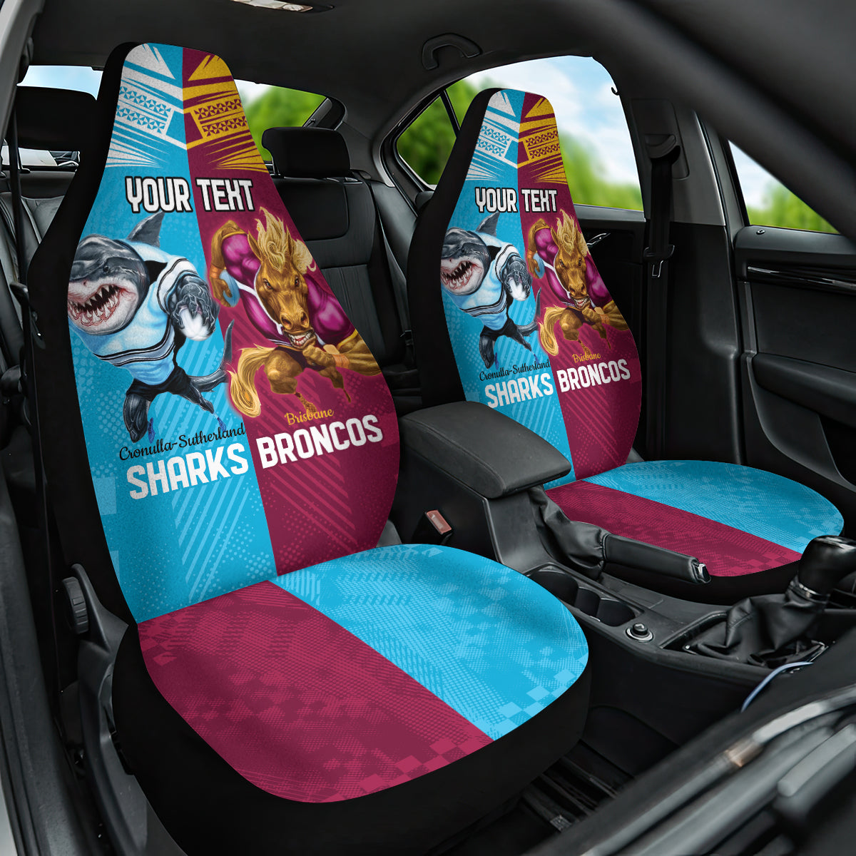 Custom Broncos and Sharks Car Seat Cover Sporty Style