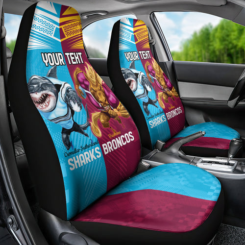 Custom Broncos and Sharks Car Seat Cover Sporty Style