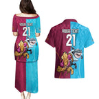 Custom Broncos and Sharks Couples Matching Puletasi and Hawaiian Shirt Sporty Style