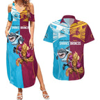 Custom Broncos and Sharks Couples Matching Summer Maxi Dress and Hawaiian Shirt Sporty Style