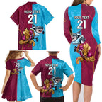 Custom Broncos and Sharks Family Matching Long Sleeve Bodycon Dress and Hawaiian Shirt Sporty Style