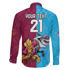 Custom Broncos and Sharks Family Matching Long Sleeve Bodycon Dress and Hawaiian Shirt Sporty Style