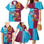 Custom Broncos and Sharks Family Matching Mermaid Dress and Hawaiian Shirt Sporty Style