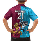 Custom Broncos and Sharks Family Matching Mermaid Dress and Hawaiian Shirt Sporty Style