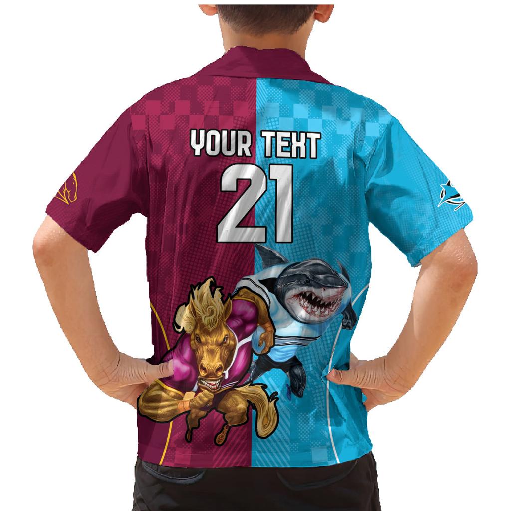 Custom Broncos and Sharks Family Matching Mermaid Dress and Hawaiian Shirt Sporty Style