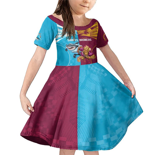 Custom Broncos and Sharks Family Matching Mermaid Dress and Hawaiian Shirt Sporty Style