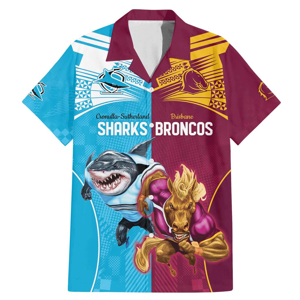 Custom Broncos and Sharks Family Matching Mermaid Dress and Hawaiian Shirt Sporty Style