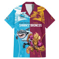 Custom Broncos and Sharks Family Matching Mermaid Dress and Hawaiian Shirt Sporty Style