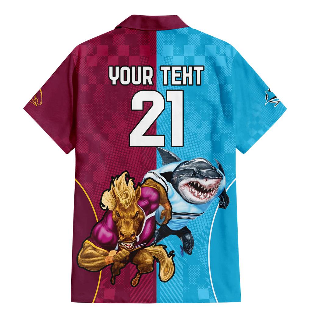 Custom Broncos and Sharks Family Matching Mermaid Dress and Hawaiian Shirt Sporty Style