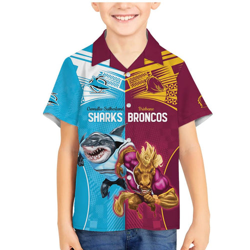 Custom Broncos and Sharks Family Matching Mermaid Dress and Hawaiian Shirt Sporty Style