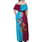 Custom Broncos and Sharks Family Matching Off Shoulder Maxi Dress and Hawaiian Shirt Sporty Style